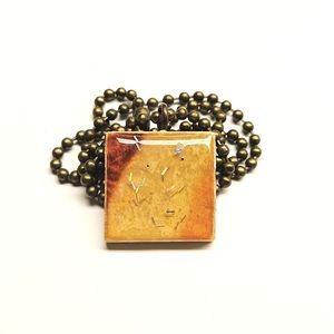 Yelloe and Orange Scrabble Tile Pendant Necklace